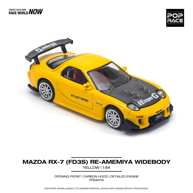 *PREORDER* Pop Race 1:64 Mazda RX-7 (FD3S) RE-Amemiya in Yellow