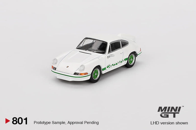 *PREORDER* MINI GT 1:64 Porsche 911 Carrera RS 2.7 in Grand Prix White with Green Livery