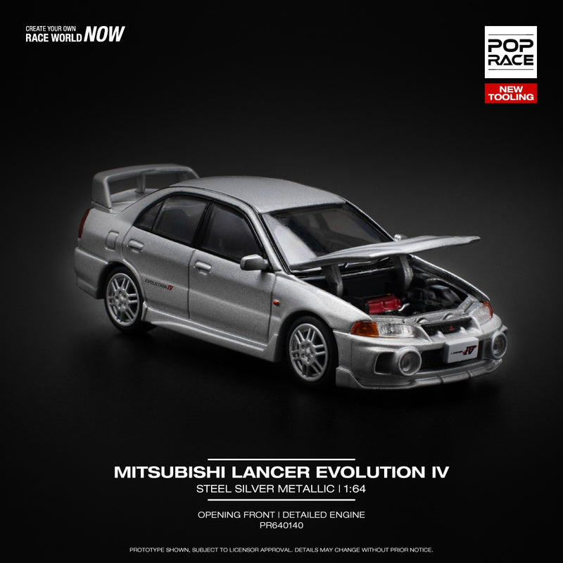 *PREORDER* Pop Race 1:64 Mitsubishi Lancer Evolution IV in Steel Silver