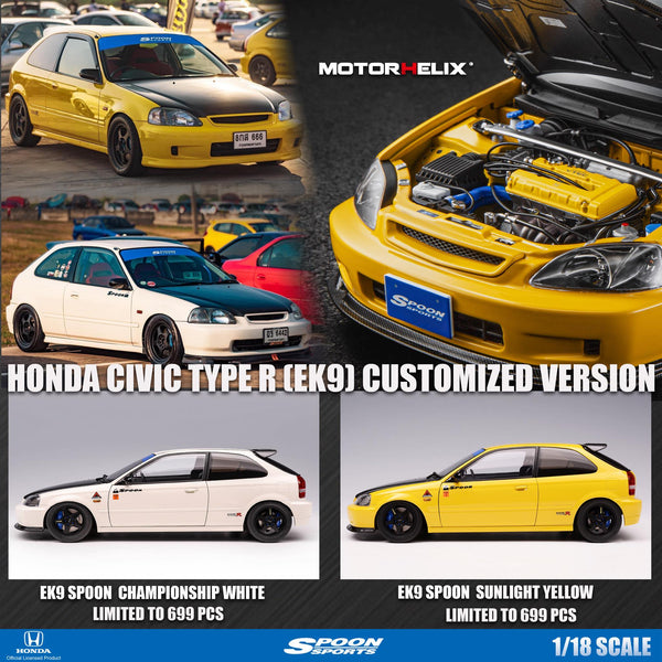 *PREORDER* MotorHelix 1:18 Honda Civic Type-R (EK9) Spoon Sports in Yellow