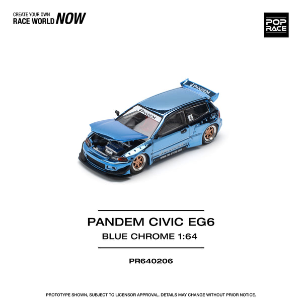 *PREORDER* Pop Race 1:64 Honda Civic (EG6) PANDEM in Blue Chrome