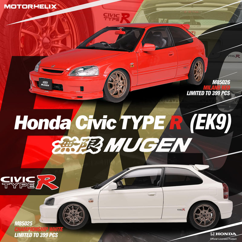 *PREORDER* MotorHelix 1:18 Honda Civic Type-R (EK9) MUGEN in Championship White