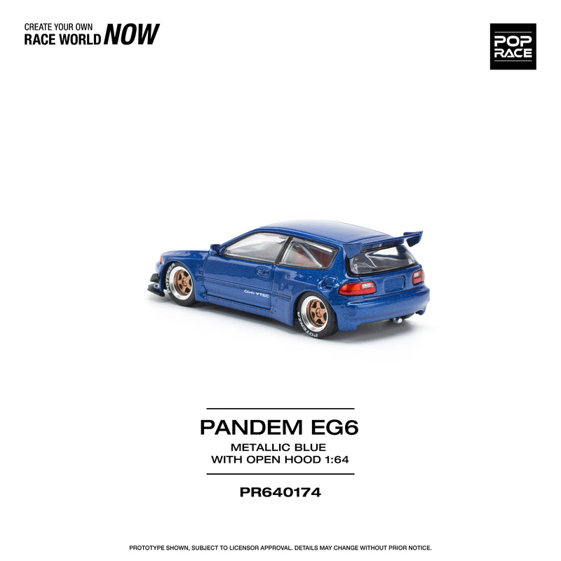 *PREORDER* Pop Race 1:64 Honda Civic (EG6) PANDEM in Metallic Blue