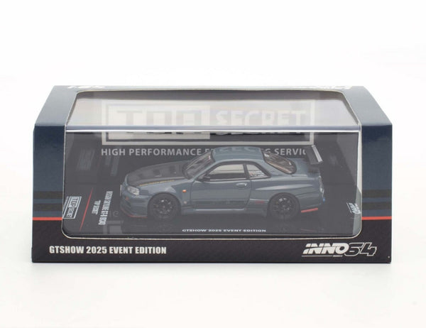 INNO64 1:64 Nissan Skyline GT-R (R34) TOP SECRET GTSHOW 2025 Event Edition (ONE PER CUSTOMER PER ORDER)