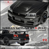 *PREORDER* MotorHelix 1:18 Nissan Skyline GT-R (R34) Customized Version - Carbon Fiber
