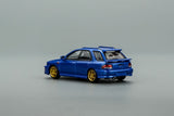 *PREORDER* MotorHelix 1:64 Subaru Impreza Wagon WRX STi Ver. VI Customized in World Rally Blue Mica with Carbon Bonnet