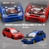 *PREORDER* MotorHelix 1:64 Subaru Impreza Wagon WRX STi Ver. VI Customized in World Rally Blue Mica with Carbon Bonnet