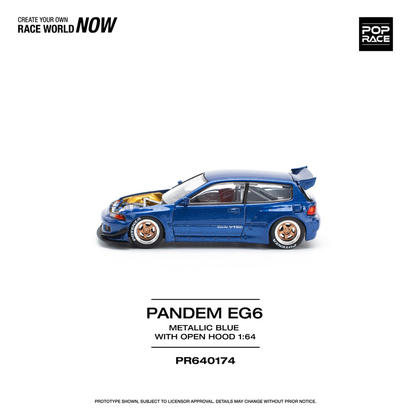 *PREORDER* Pop Race 1:64 Honda Civic (EG6) PANDEM in Metallic Blue