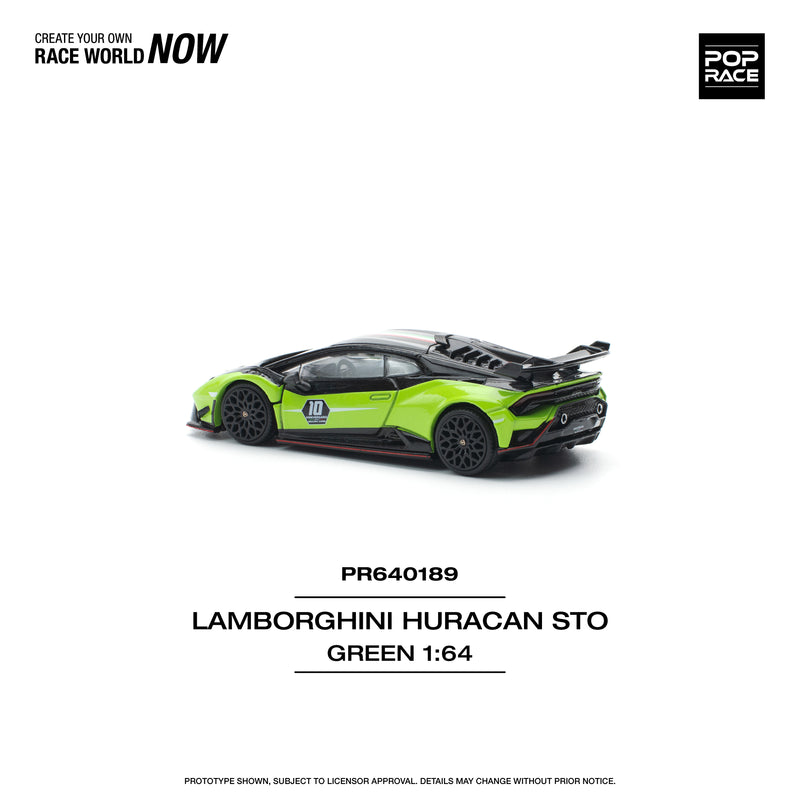 *PREORDER* Pop Race 1:64 Lamborghini Huracan STO (LP640-2) 10th Anniversary in Green & Black