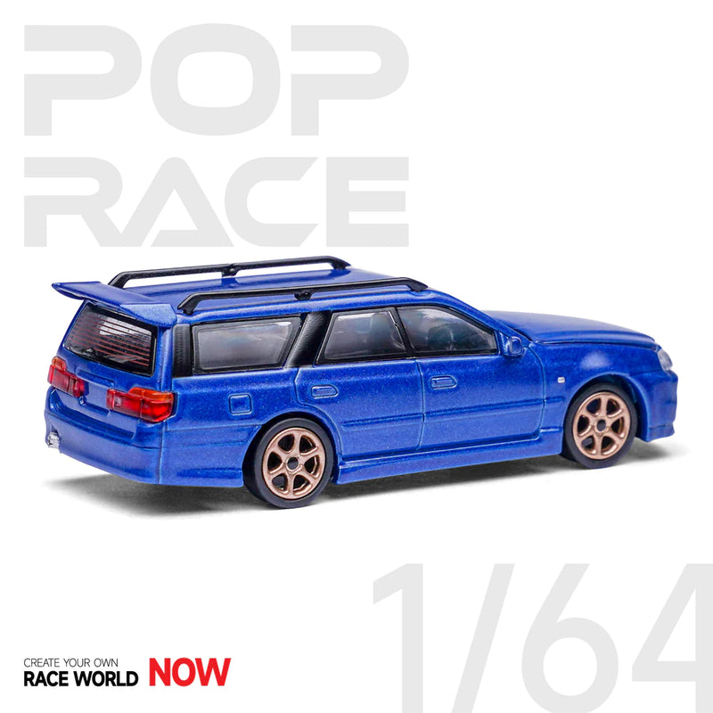 Pop Race 1/64 Nissan Stagea GT-R R34 Conversion in Bayside Blue