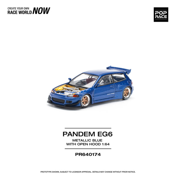 *PREORDER* Pop Race 1:64 Honda Civic (EG6) PANDEM in Metallic Blue