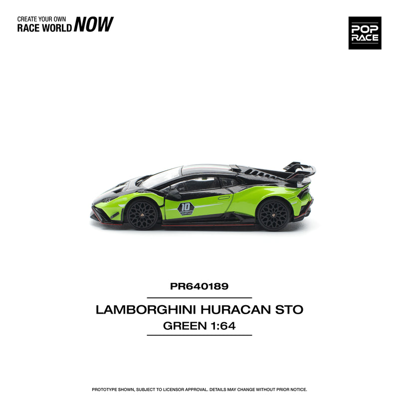 *PREORDER* Pop Race 1:64 Lamborghini Huracan STO (LP640-2) 10th Anniversary in Green & Black