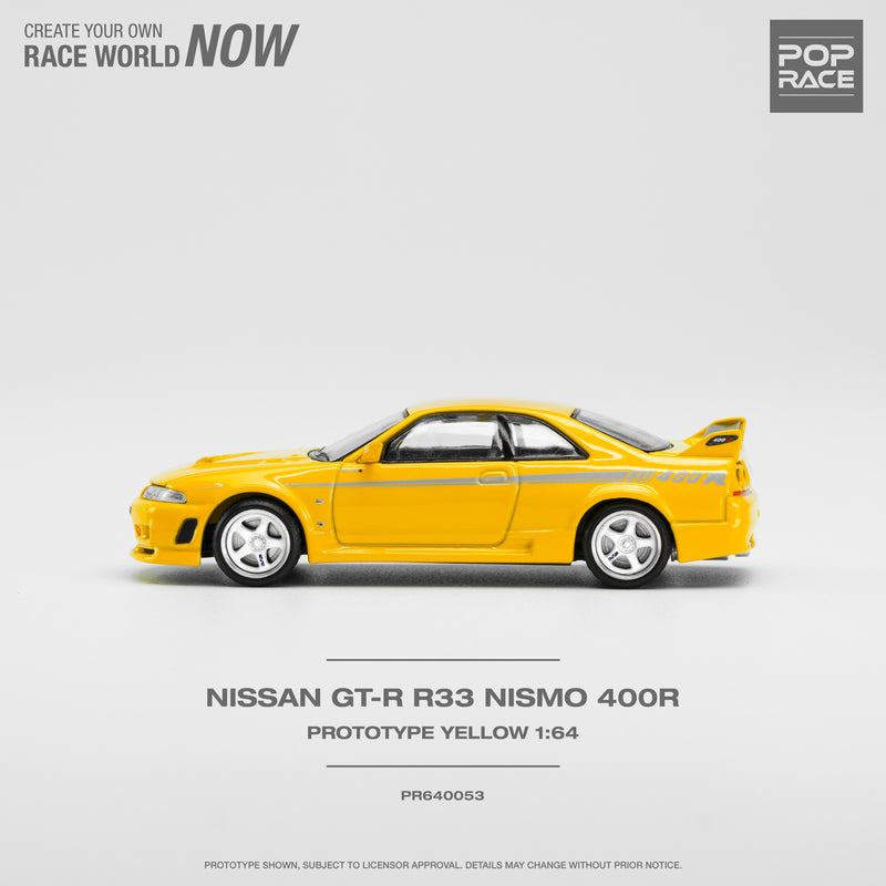 Pop Race 1/64 Nissan Skyline (BNCR33) NISMO 400R in Prototype Yellow