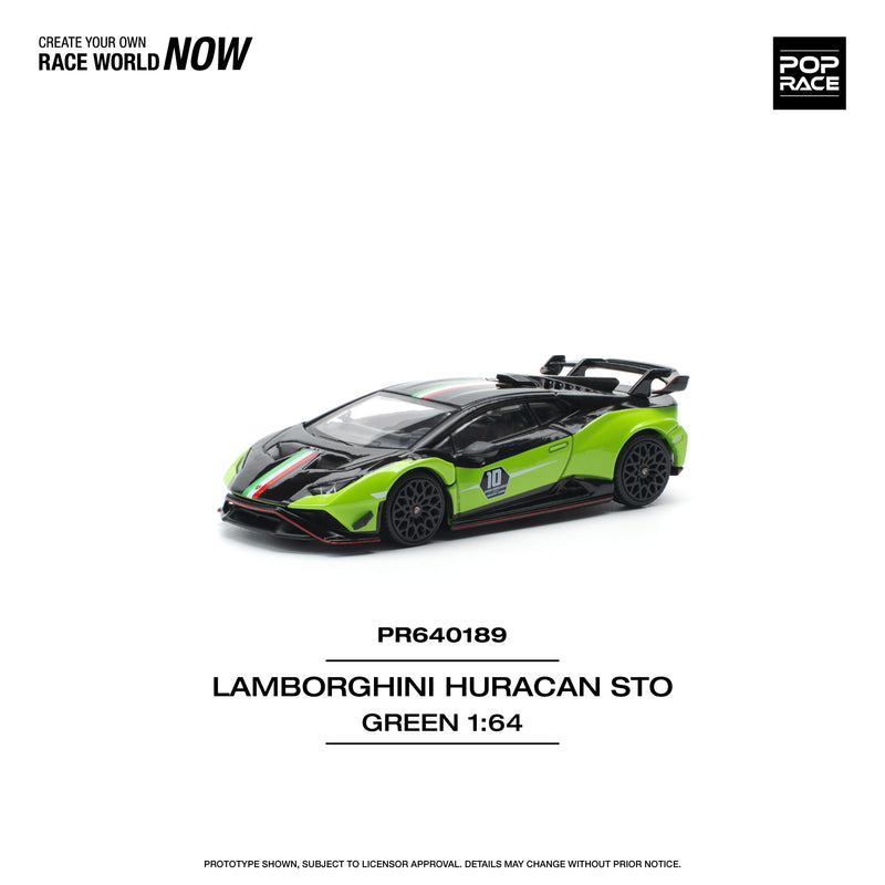 *PREORDER* Pop Race 1:64 Lamborghini Huracan STO (LP640-2) 10th Anniversary in Green & Black