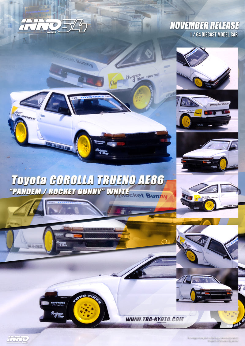 INNO64 1/64 Toyota Corolla Trueno AE86 "Pandem / Rocket Bunny" in White