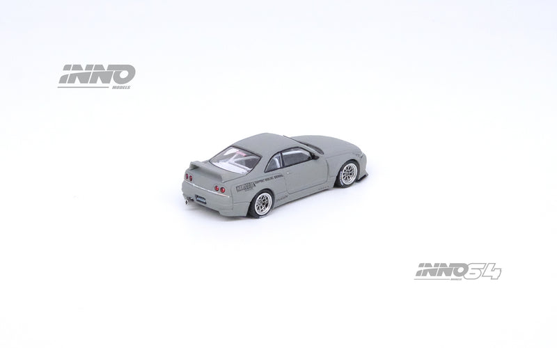 INNO64 1/64 Nissan Skyline GT-R (R33) "Pandem / Rocket Bunny" in Cement Matte Gray