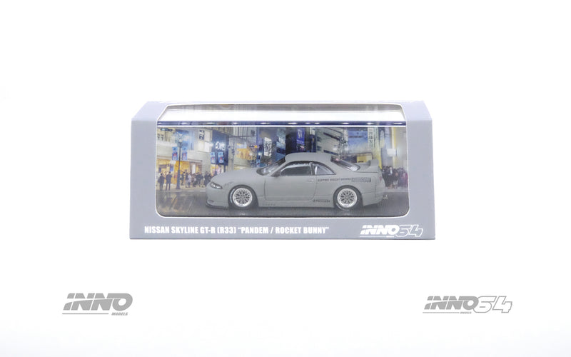 INNO64 1/64 Nissan Skyline GT-R (R33) "Pandem / Rocket Bunny" in Cement Matte Gray