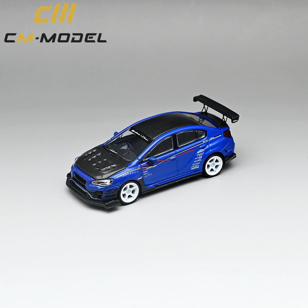 CM Model 1:64 Subaru WRX VAB Varis Edition with Carbon Bonnet in Blue