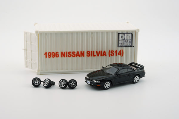 BM Creations 1:64 Nissan Silvia (S14) in Black RHD Configuration with Container