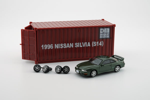 BM Creations 1:64 Nissan Silvia (S14) in Green LHD Configuration with Container