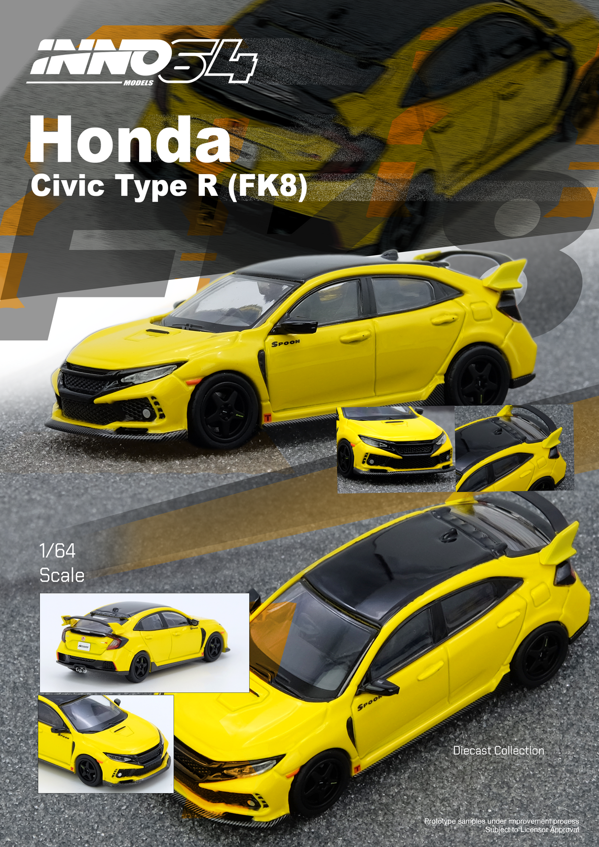 INNO64 1:64 Honda Civic Type- R (Fk8) in Yellow
