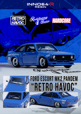 INNO64 1:64 Ford Escort MK2 PANDEM "EMOTION" RETRO HAVOC in Blue