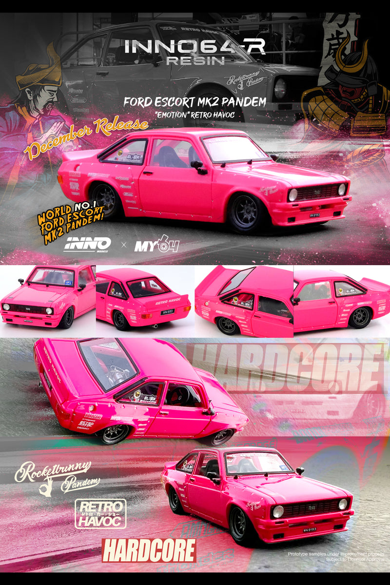 INNO64 1/64 Ford Escort MK2 PANDEM "EMOTION" Retro Havoc