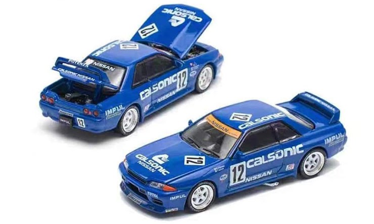 Pop Race 1/64 Nissan Skyline GT-R (R32) JTC 1990 Calsonic