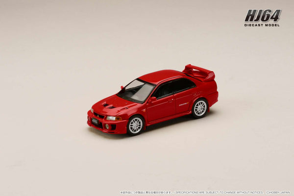 *PREORDER* Hobby Japan 1:64 Mitsubishi Lancer GSR EVO V 1998 with Mud Flap in Palma Red