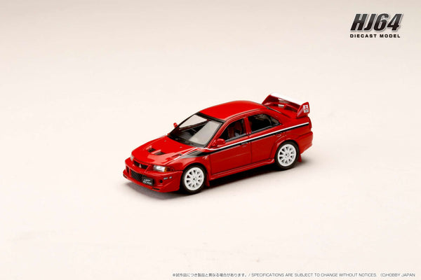 Hobby Japan 1:64 Mitsubishi Lancer GSR EVO 6 (T.M.E.) 2000 with Mud Flap in Passion Red