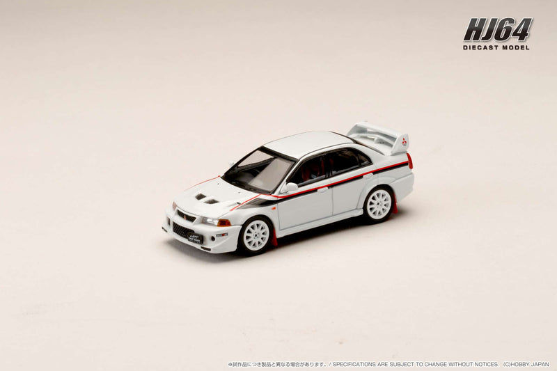 Hobby Japan 1:64 Mitsubishi Lancer GSR EVO 6 (T.M.E.) 2000 with Mud Flap in Scortia White