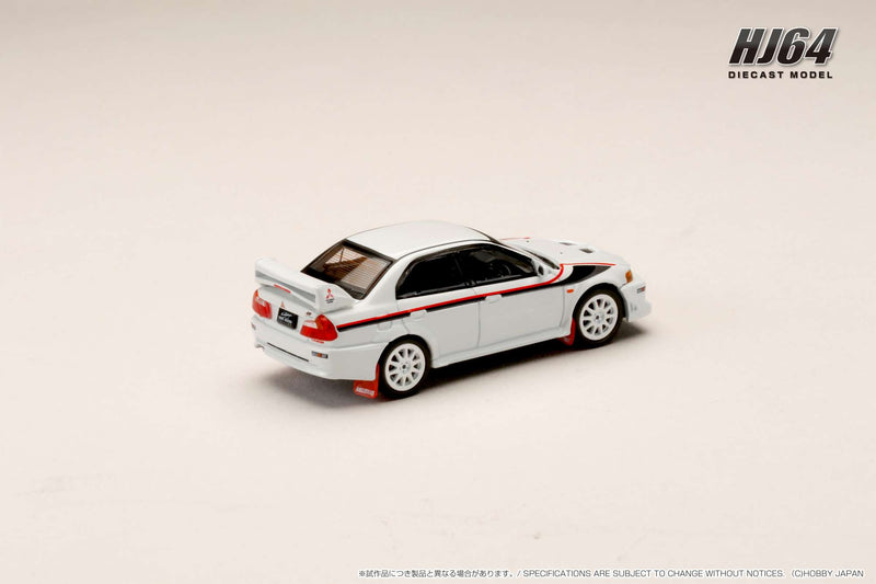 Hobby Japan 1:64 Mitsubishi Lancer GSR EVO 6 (T.M.E.) 2000 with Mud Flap in Scortia White