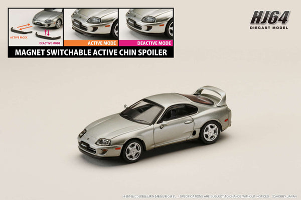 Hobby Japan 1:64 Toyota SUPRA RZ (JZA80) with Active Spoiler in Silver Metallic Graphite