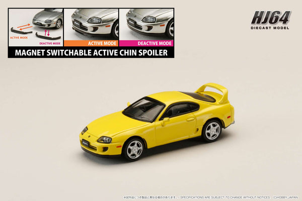 Hobby Japan 1:64 Toyota SUPRA RZ (JZA80) with Active Spoiler in Super Bright Yellow