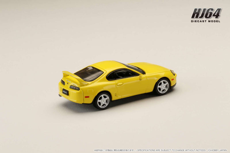 Hobby Japan 1:64 Toyota SUPRA RZ (JZA80) with Active Spoiler in Super Bright Yellow