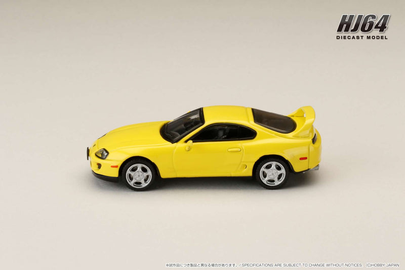 Hobby Japan 1:64 Toyota SUPRA RZ (JZA80) with Active Spoiler in Super Bright Yellow