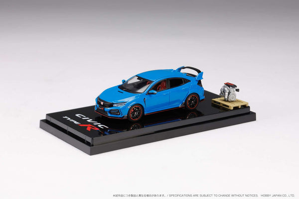 Hobby Japan 1:64 Honda Civic Type-R Limited Edition (FK8) 2020 with Engine Display Model in Racing Blue Pearl