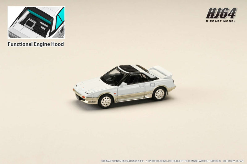 Hobby Japan 1:64 Toyota MR2 1600G-Limited Supercharged 1988 Super Edition T-Top in White / Beige Metallic