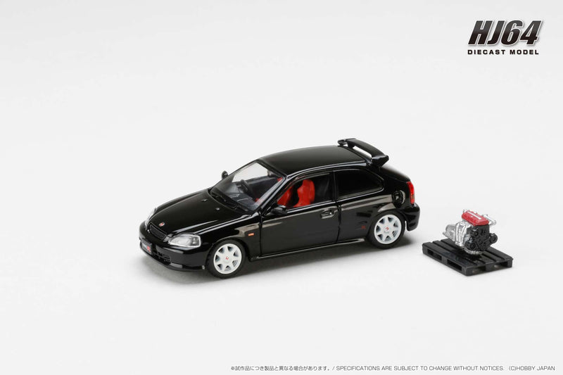 Hobby Japan 1:64 Honda Civic Type-R (EK9) Early Version in Starlight Black Pearl with Engine Display