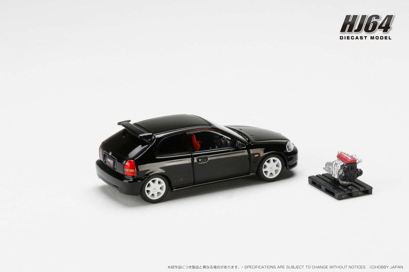 Hobby Japan 1:64 Honda Civic Type-R (EK9) Early Version in Starlight Black Pearl with Engine Display