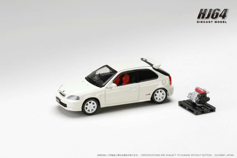 Hobby Japan 1:64 Honda Civic Type-R (EK9) Early Version in Championship White with Engine Display