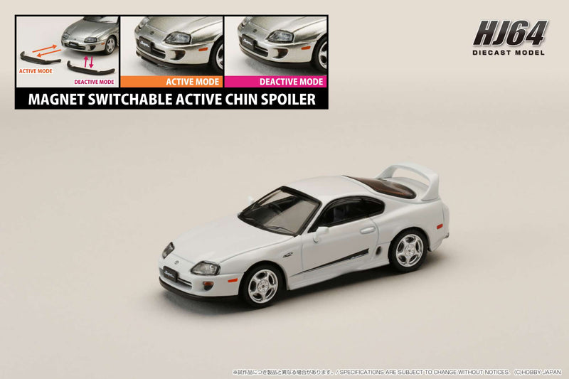 Hobby Japan 1:64 Toyota SUPRA RZ (JZA80) Custom Version with Active Spoiler in Super White II