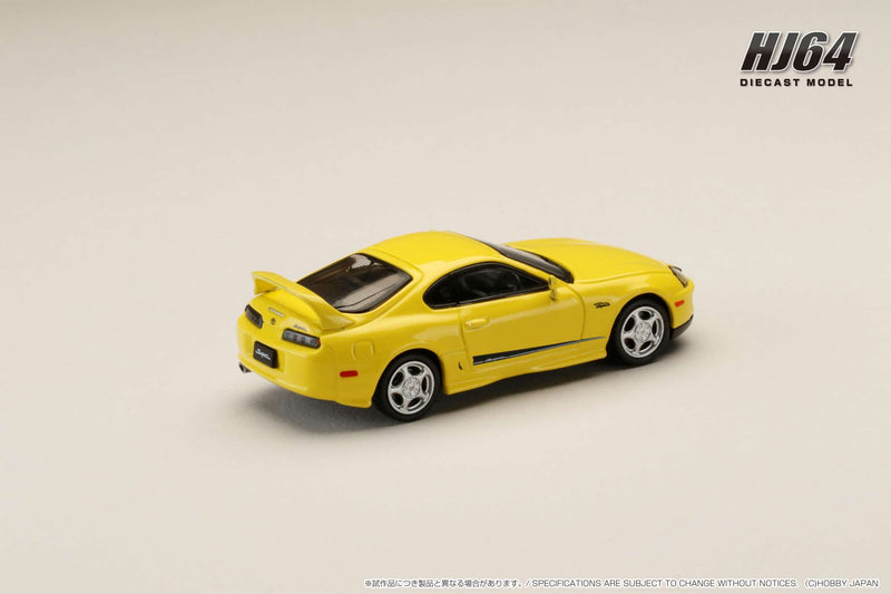 Hobby Japan 1:64 Toyota SUPRA RZ (JZA80) Custom Version with Active Spoiler in Super Bright Yellow