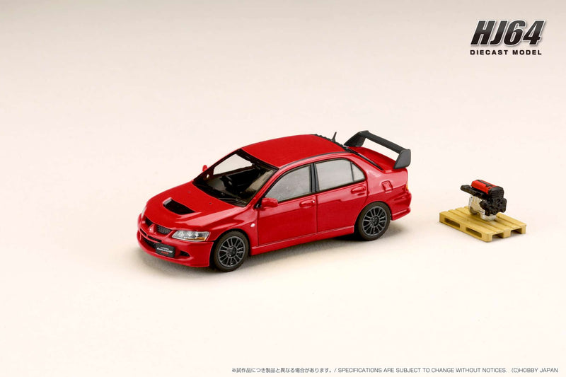 Hobby Japan 1:64 Mitsubishi Lancer EVO 8 MR GSR with Engine Display Model in Solid Red