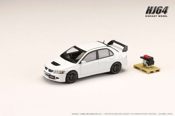 Hobby Japan 1:64 Mitsubishi Lancer EVO 8 MR GSR with Engine Display Model in Solid White