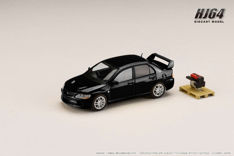 *PREORDER* Hobby Japan 1:64 Mitsubishi Lancer EVO 9 GSR with Engine Display Model in Black Mica