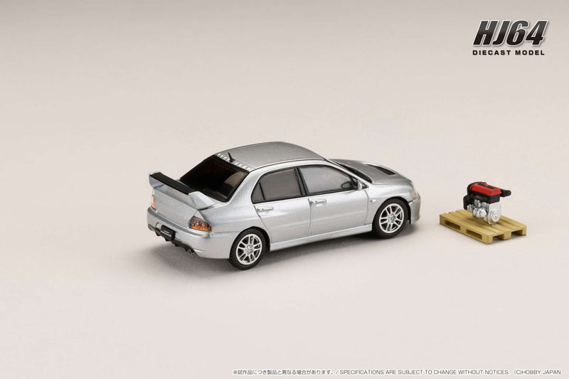 *PREORDER* Hobby Japan 1:64 Mitsubishi Lancer EVO 9 GSR with Engine Display Model in Cool Silver Metallic