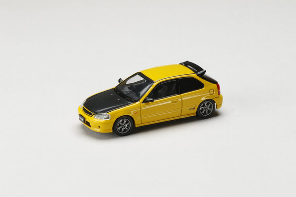 Hobby Japan 1:64 Honda Civic Type-R (EK9) in Sunlight Yellow with Carbon Bonnet