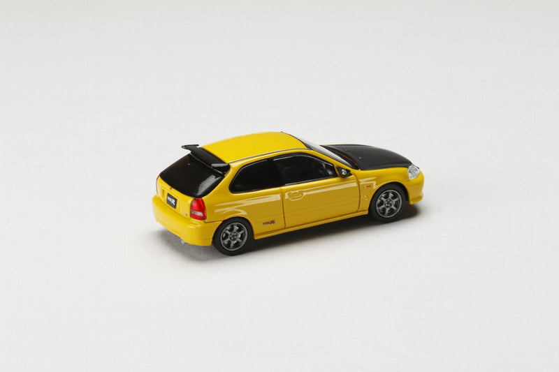 Hobby Japan 1:64 Honda Civic Type-R (EK9) in Sunlight Yellow with Carbon Bonnet