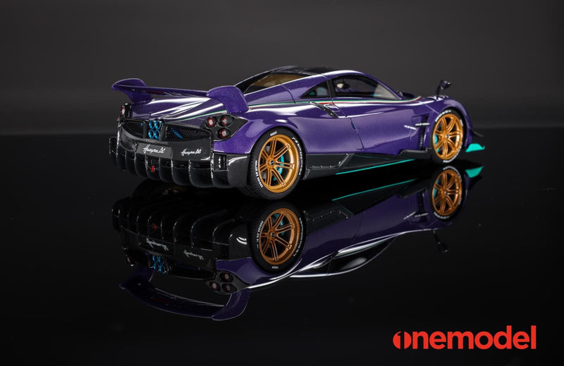 One Model 1:18 Pagani Hyuara BC in Carbon Purple with Tiffany Blue Accents